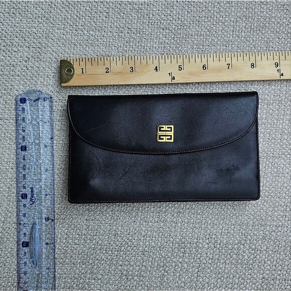 Vintage Givenchy Luxury Black Leather Bifold Wall Gv3 Collection - Picture 4 of 14